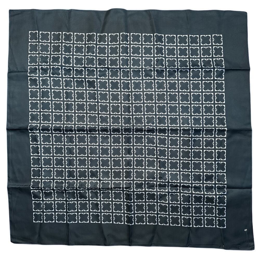 Vintage Liz Claiborne Navy Periwinkle Clover Print Square Print 34" x 34" NWOT